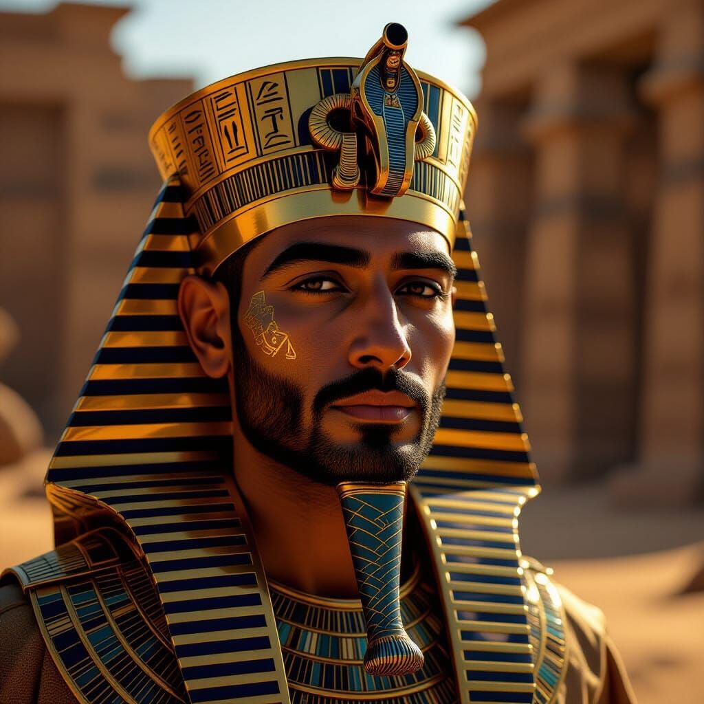 Pharaoh's Golden Crown in Dramatic Desert Light