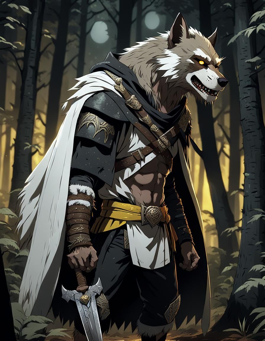 White Gnoll in Dark Forest: Anime Style