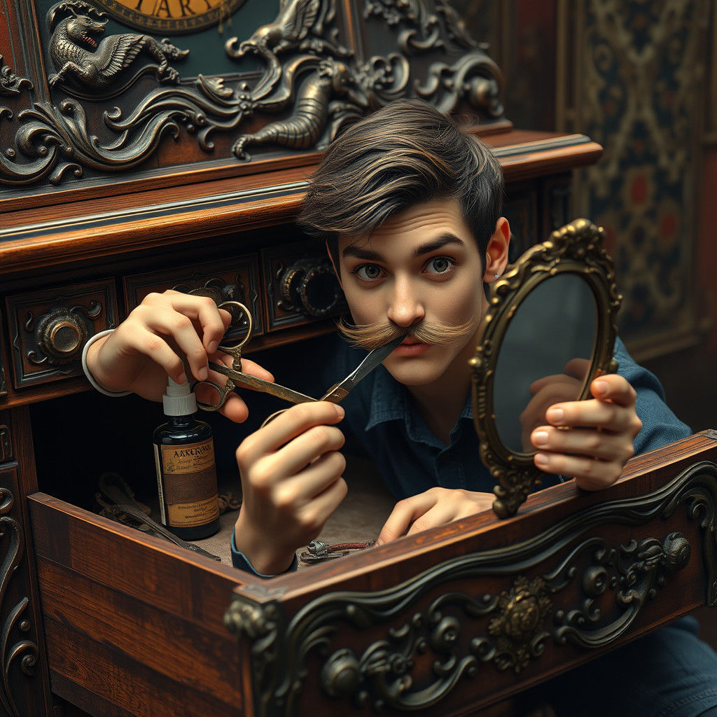 Mischievous Young Man Creates Absurd Mustache