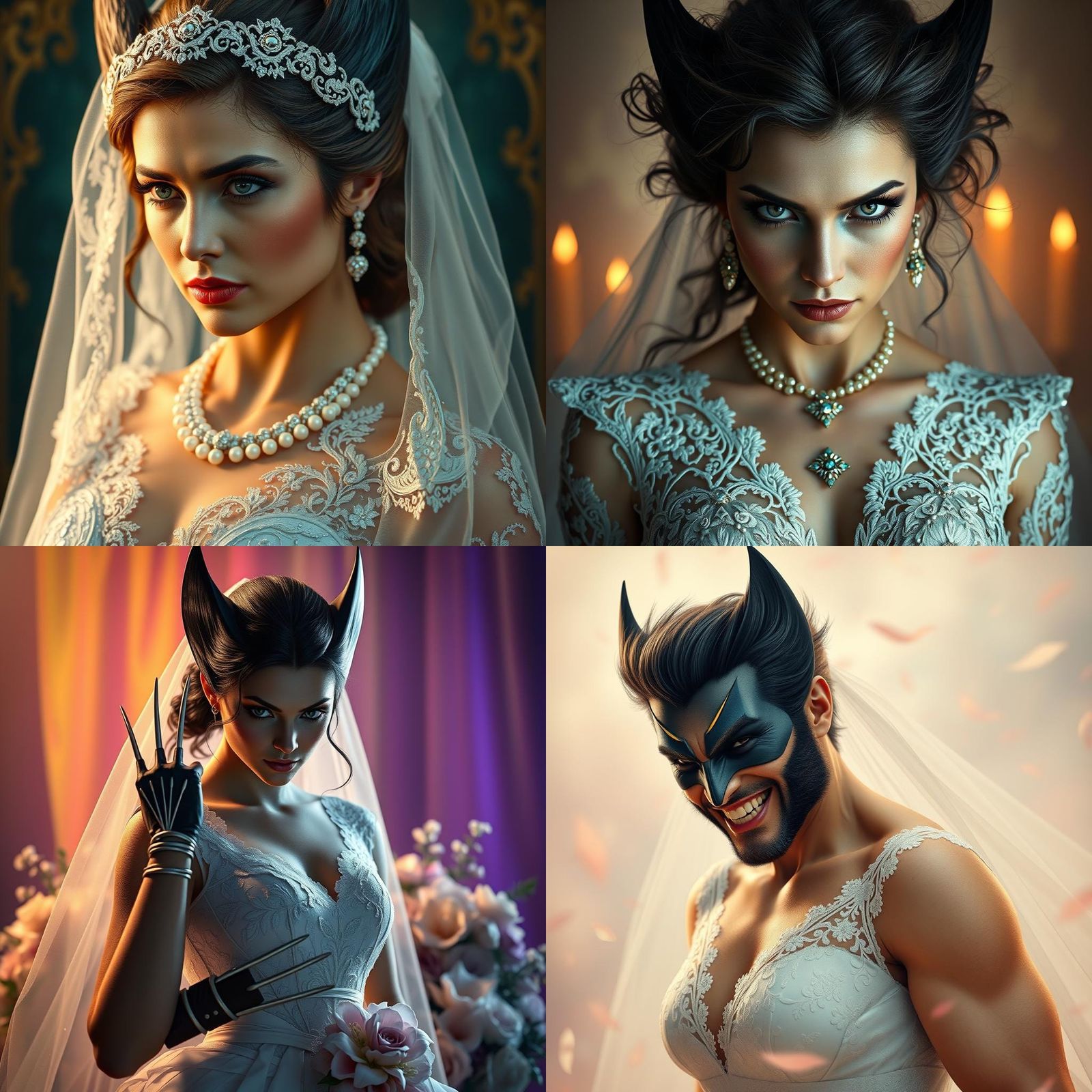 Wolverine as a Bride: Hyperdetailed 8K Portrait