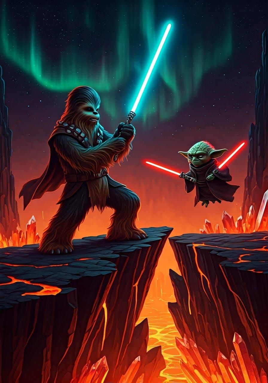 Epic Lightsaber Duel in Turquoise vs Crimson