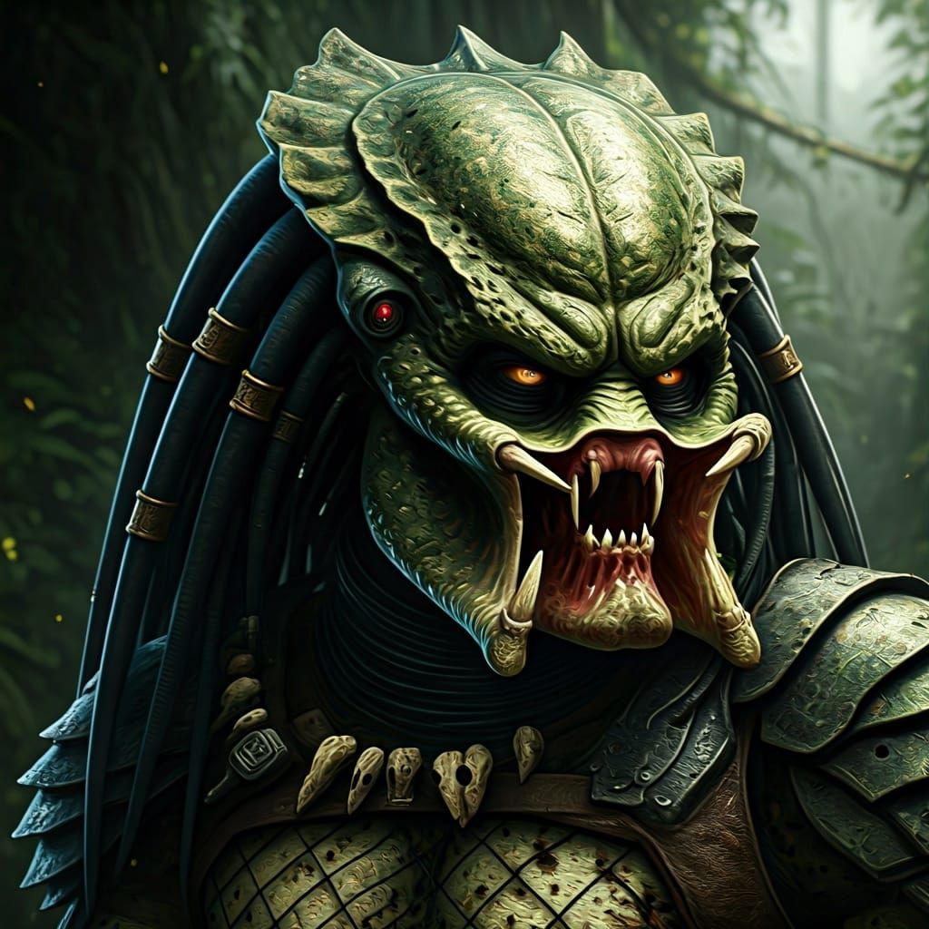 Predator Portrait in Jungle, UHD Render