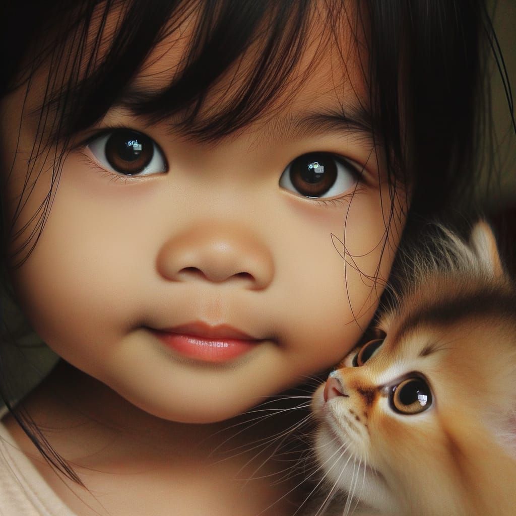 Bettina, a little Filipina girl and Muning, her lovely kiten