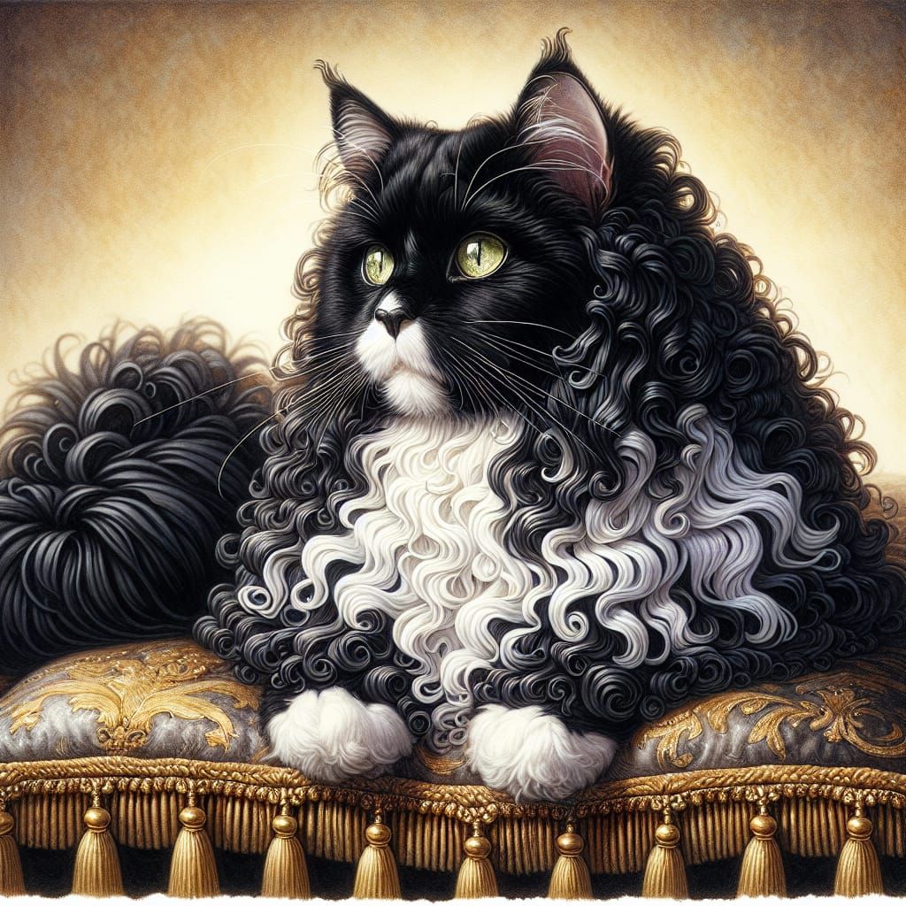 Regal Black and White Tuxedo Cat in Golden Light