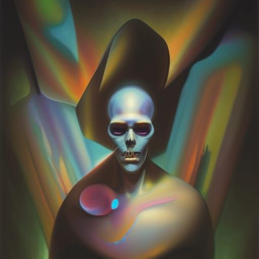 Hipster Skeleton Portrait in 90s Anime Style