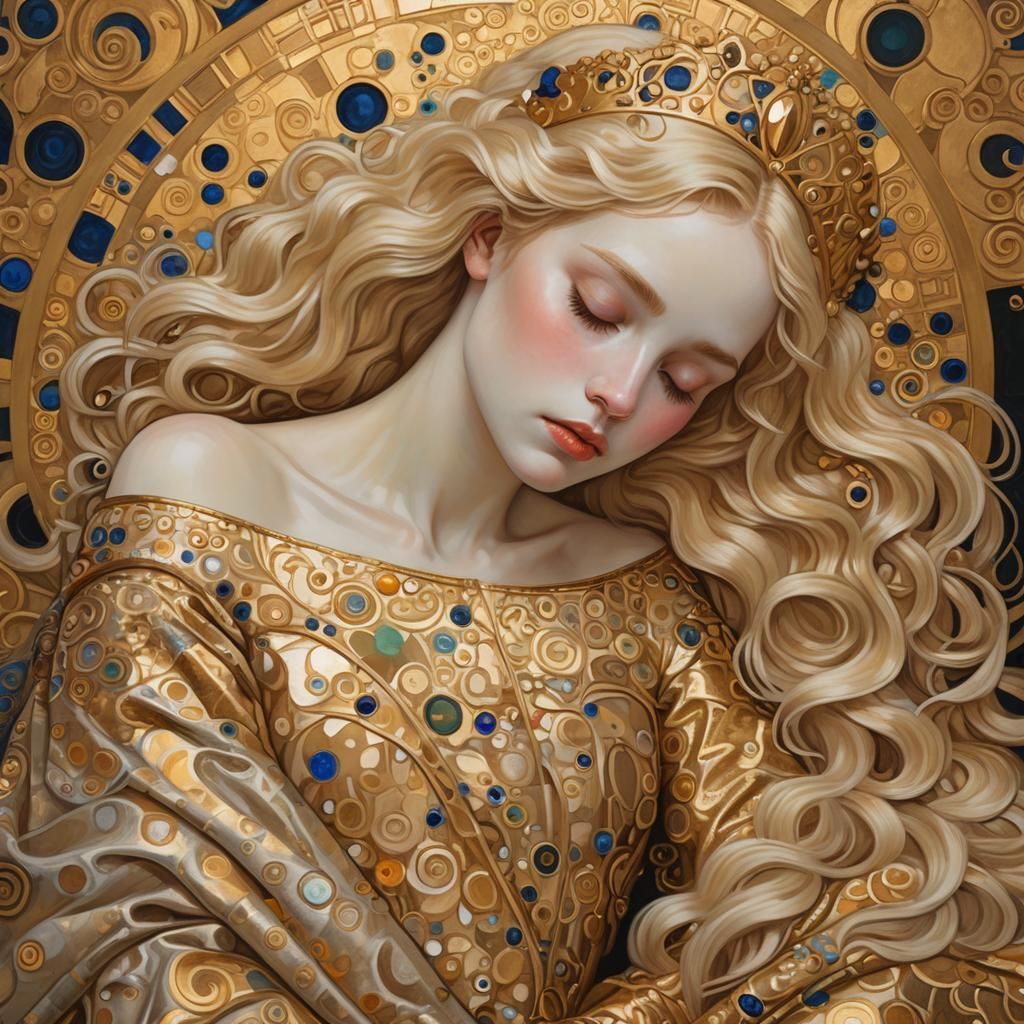 Sleeping Princess in Gustav Klimt Style