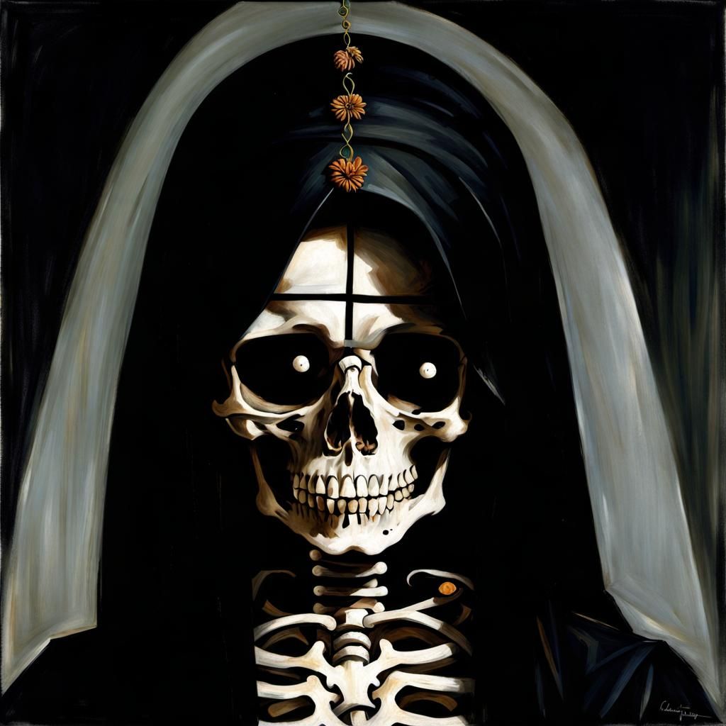 Skeleton Figure in Caravaggio-Botticelli Style