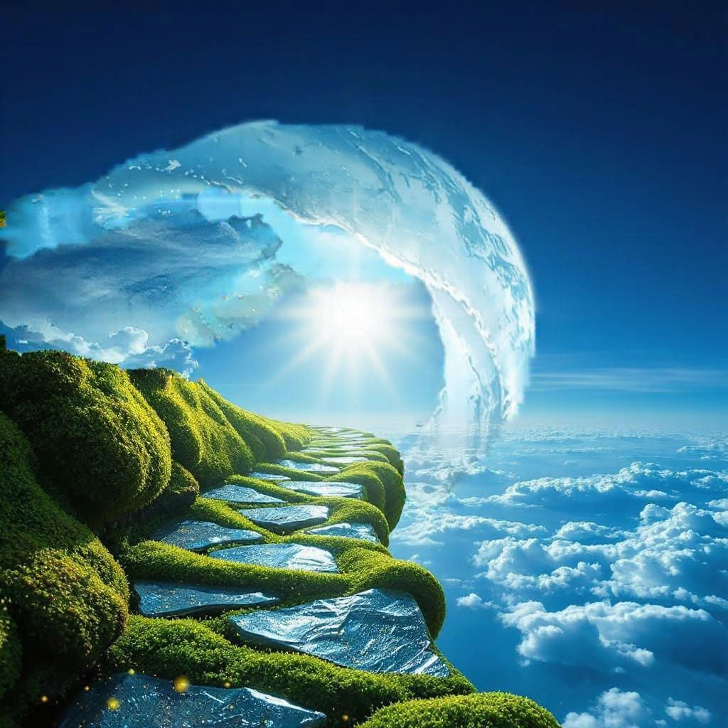 Floating Pathway in Serene Celestial Landscape