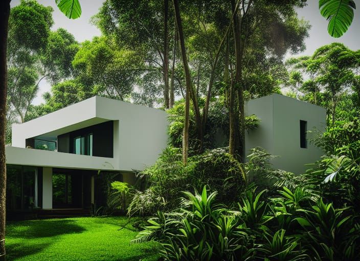Modern house in a jungle