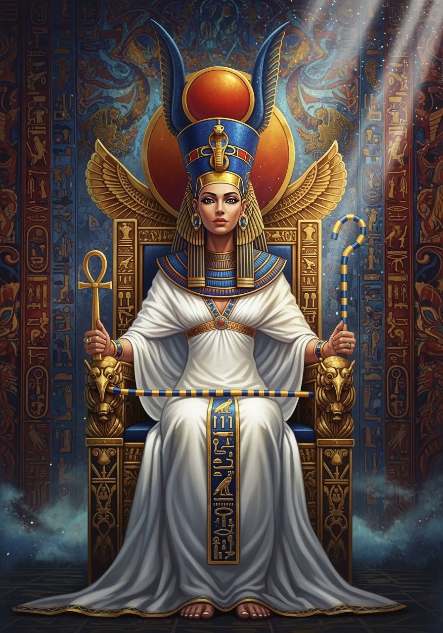 Regal Ancient Egyptian Queen on Golden Throne
