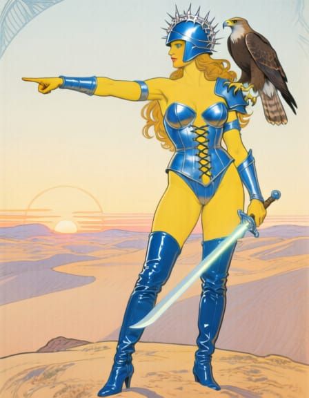 Sci-Fi Warrior Goddess in Art Nouveau Style