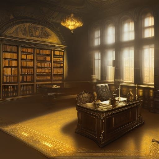 Law School Podium Desk in Detailed Matte Painting