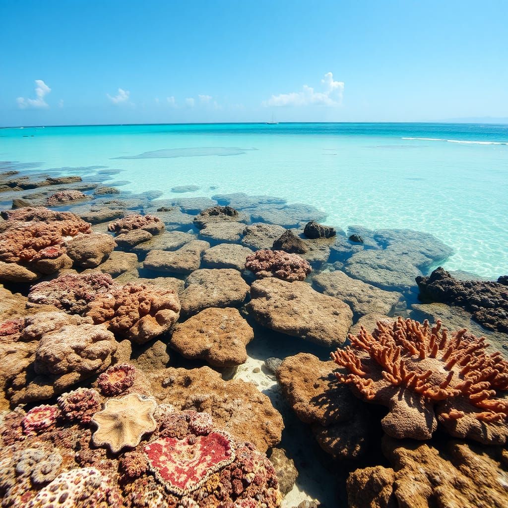 Colorful Coral Reef and Tropical Beach