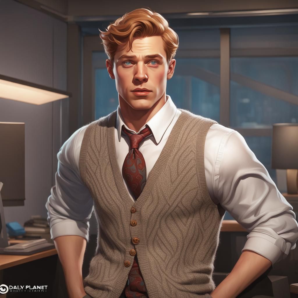 Jimmy Olsen Portrait in Daily Planet, Hyperdetailed Art
