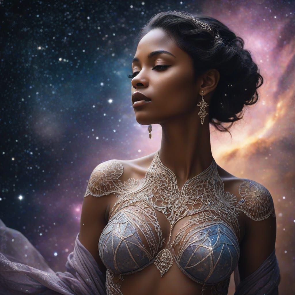 Ebony Goddess in Celestial Contrapposto