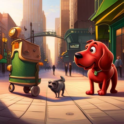 Hyperrealistic Clifford the Big Red Dog Splash Art