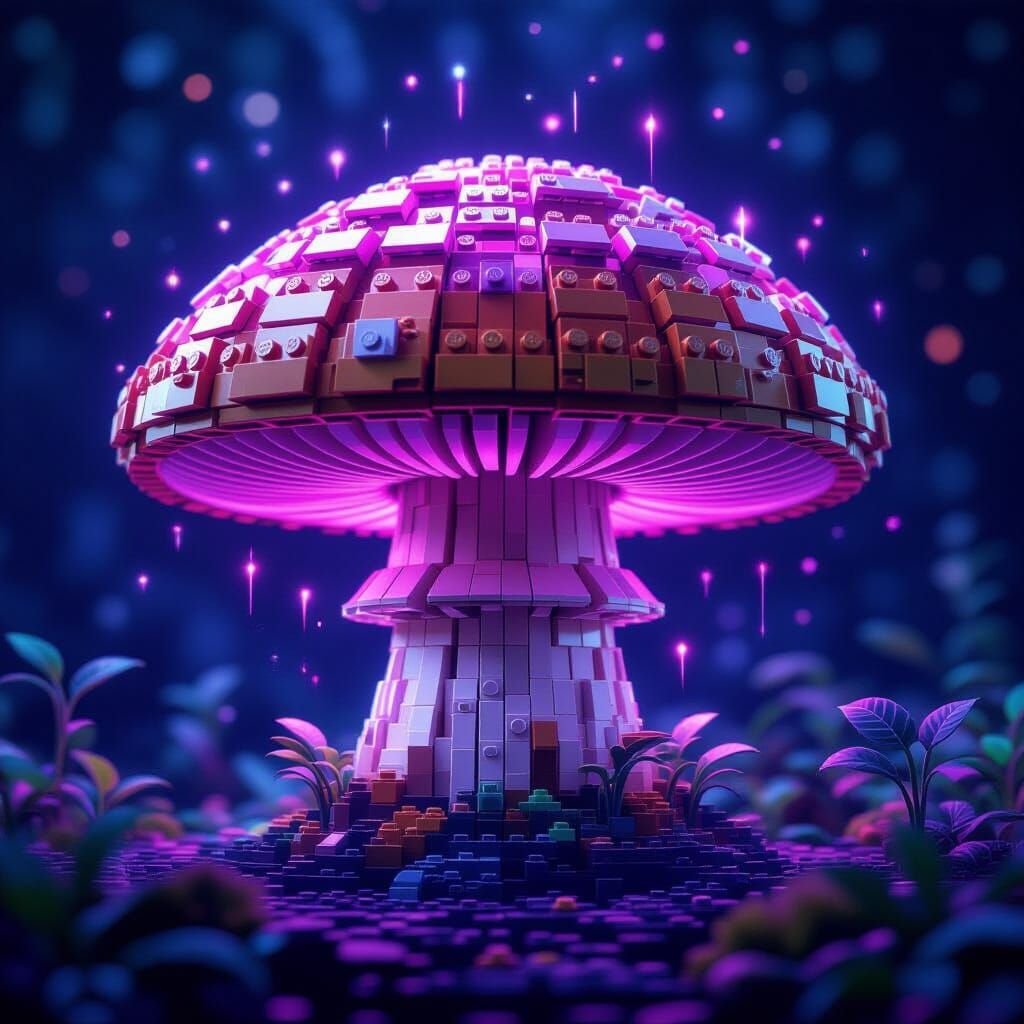 LEGO Shiitake Mushroom With Purple Sci-Fi Glow