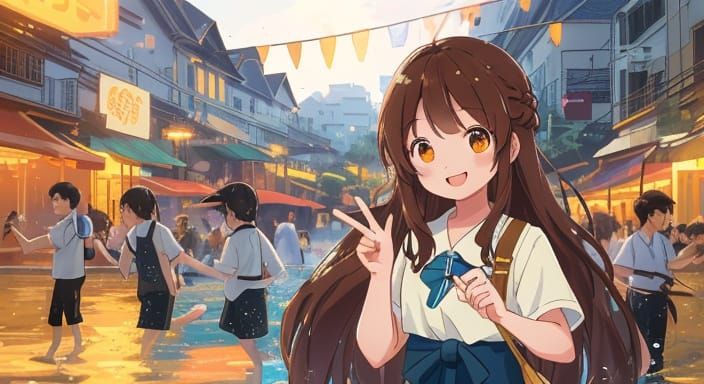 Thai Water Festival Celebration in Vibrant Colors