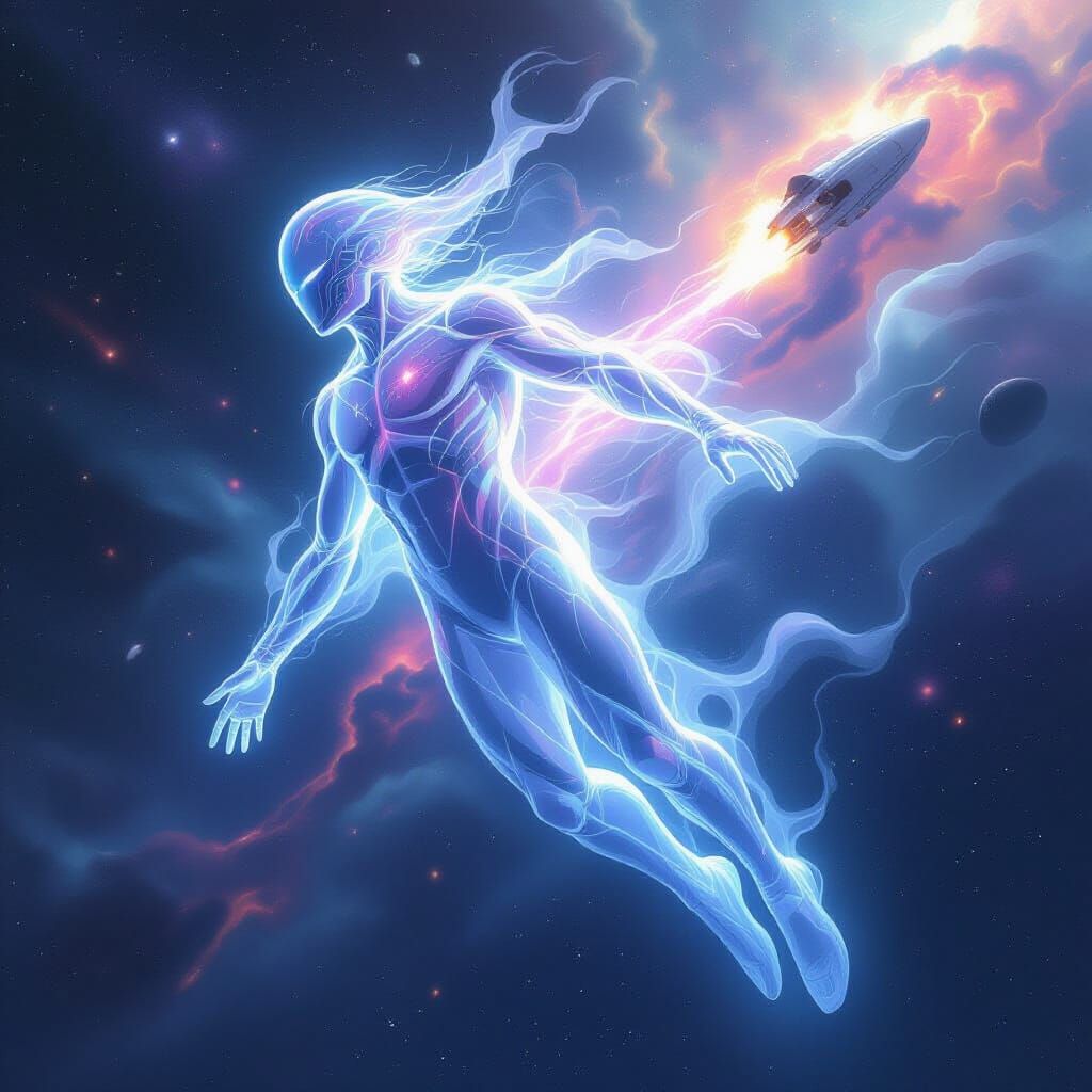 Nebula Being Drifting Through Space in Futuristic Style