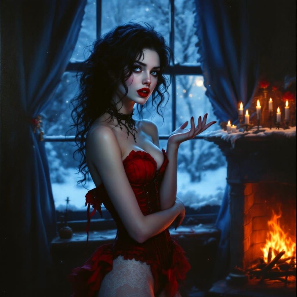 Gothic Snow White in Warm Intimacy