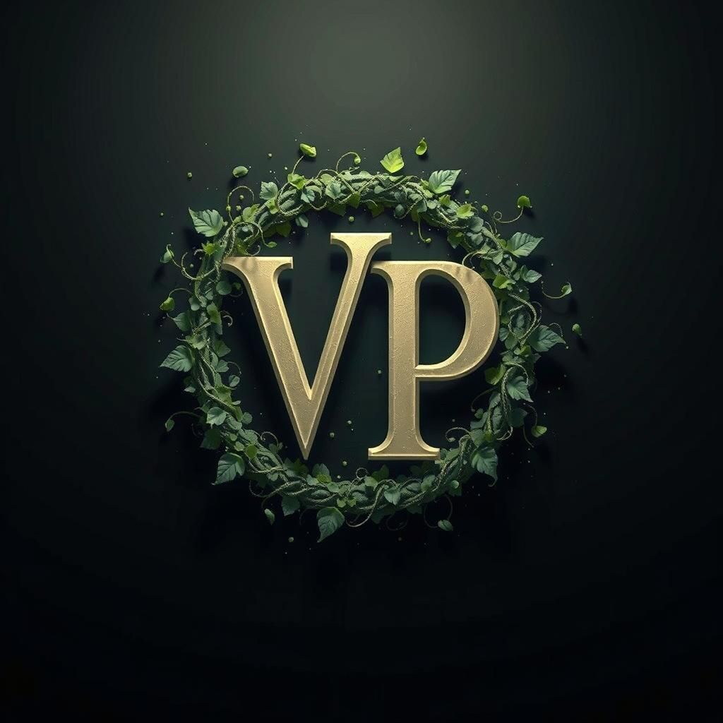 Elegant 'VP' Monogram Logo with Ethereal Mist