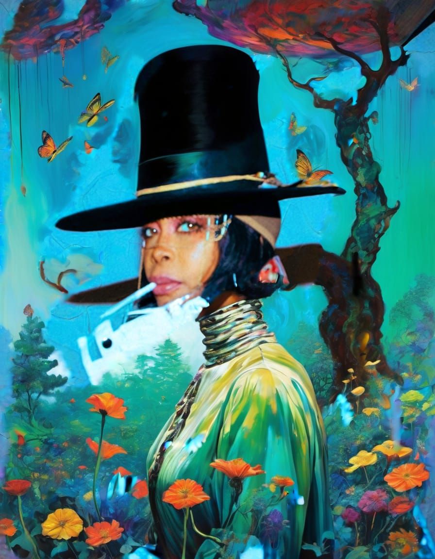 Surrealist Erykah Badu in Dreamlike Forest