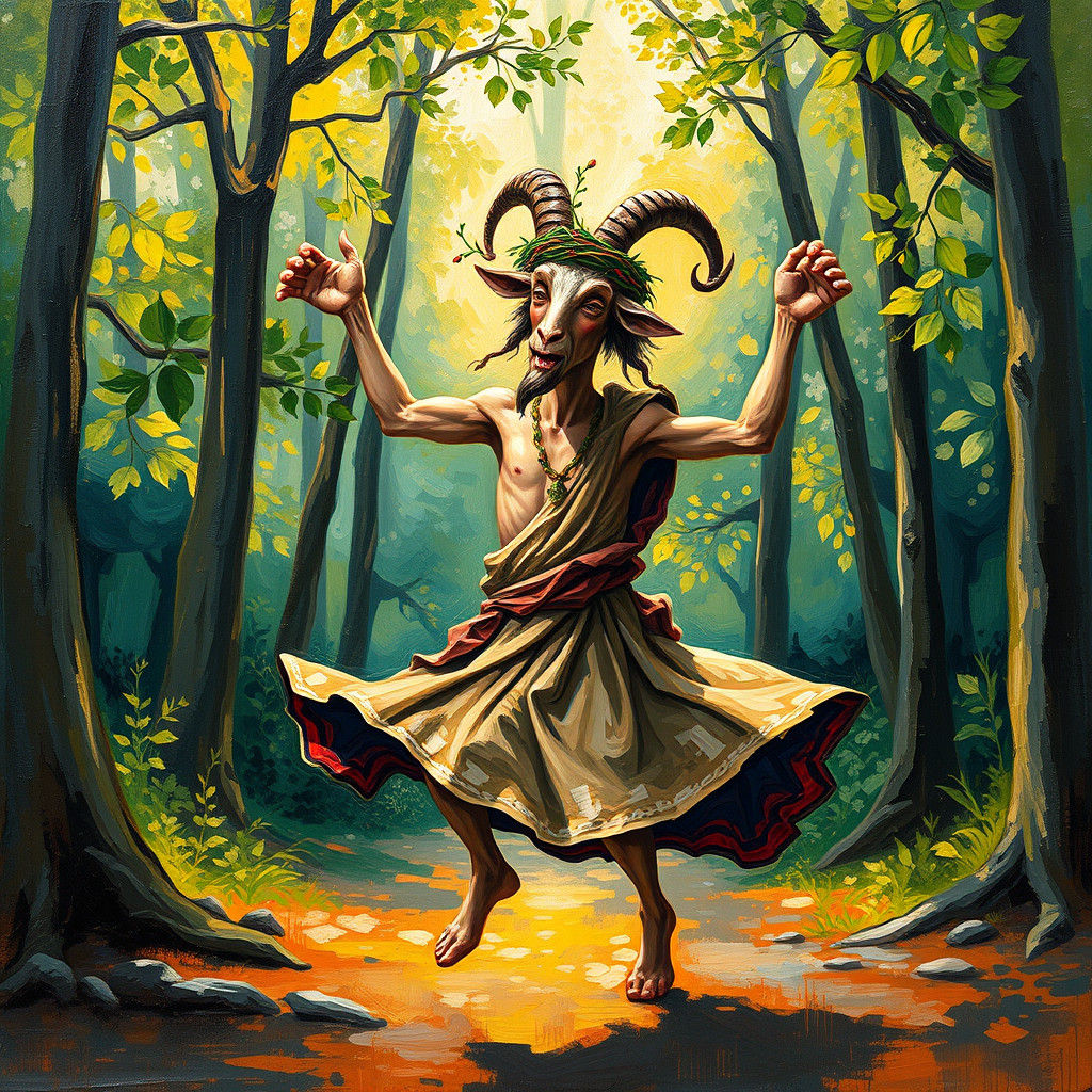 Satyr's Dance in Neo-Impressionist Style