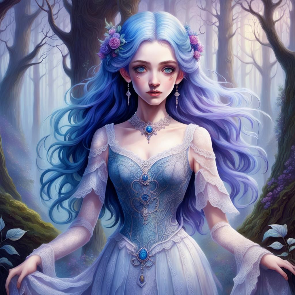 Ethereal Woman in Forest, Fantasy Realism Art
