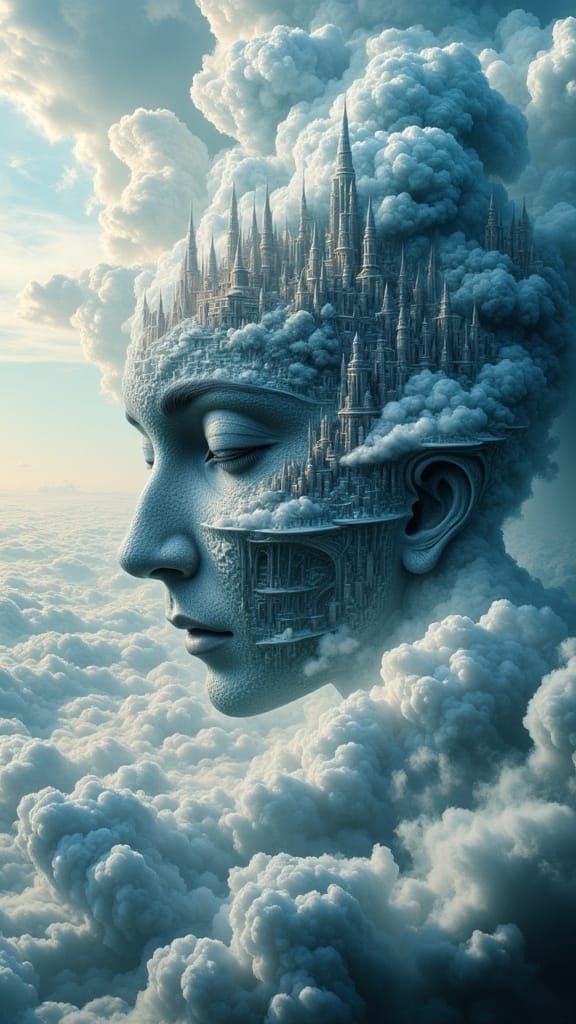 Alien Spaceship Disguised as Clouds in Abstract Reality Styl...