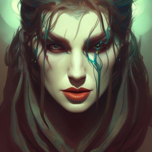 Devil Woman Portrait in Hyperdetailed Style