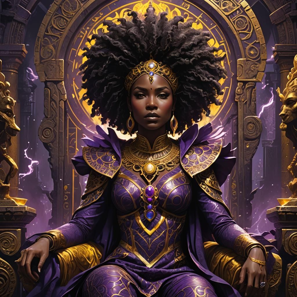 Regal Pleiadian Goddess in Dark Fantasy Art Nouveau