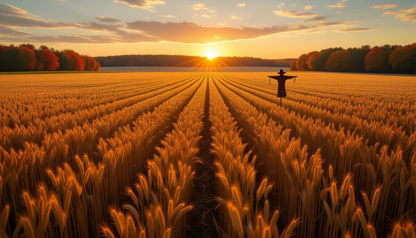 Aerial View Of Harvested Field At Twilight
