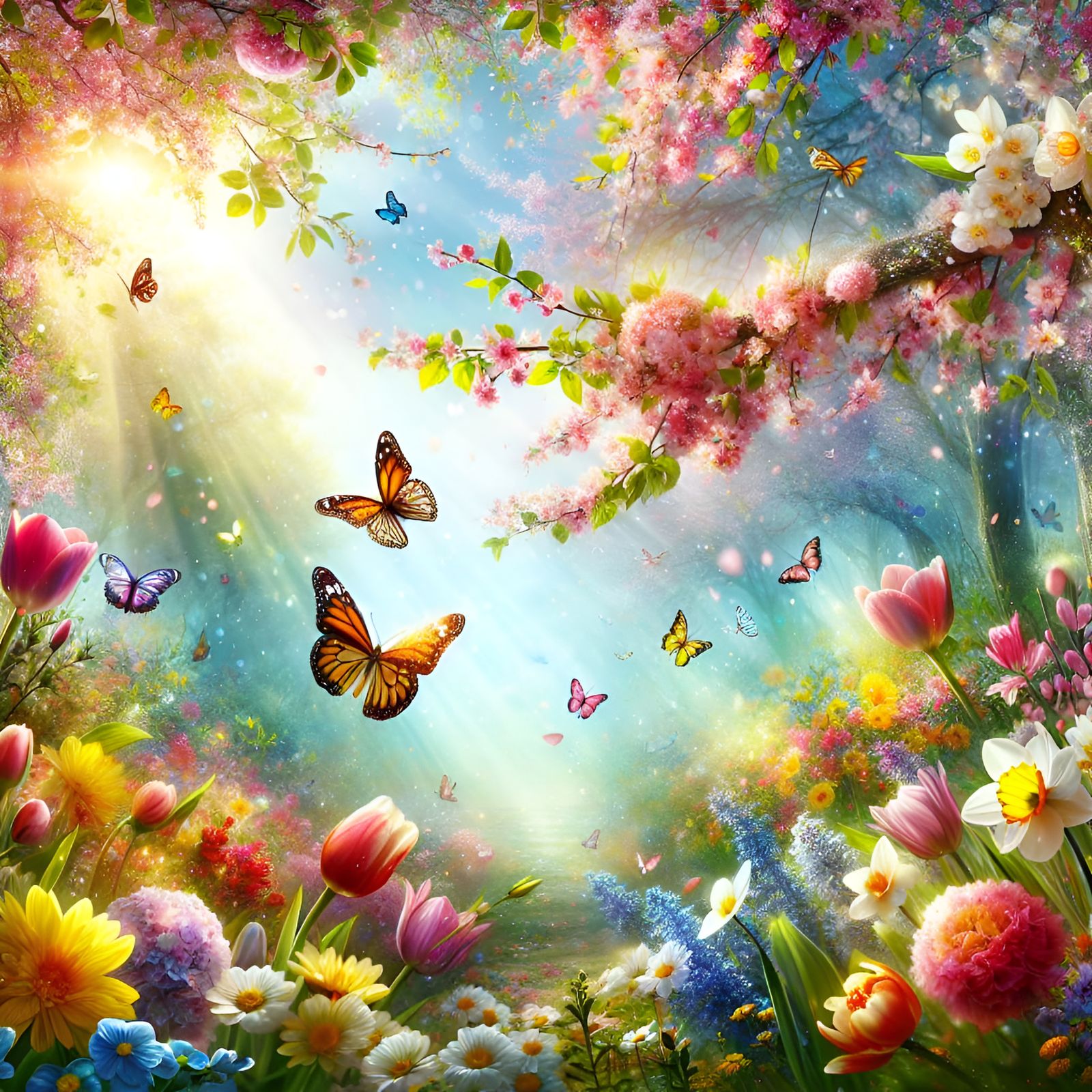 Springtime Bloom: A Vibrant Floral Landscape