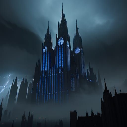 Neo-Gothic Skyscrapers in a Futuristic Dystopian Metropolis