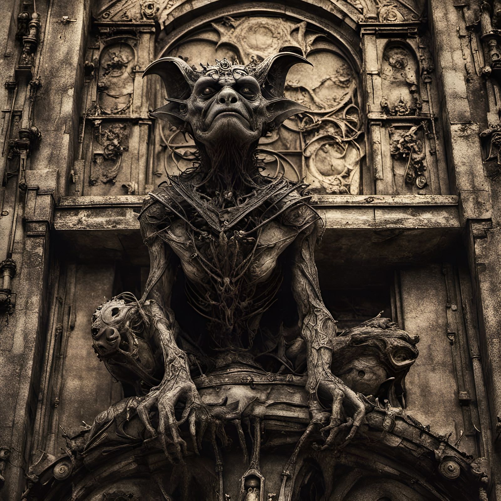 Steampunk Gargoyle on Post-Apocalyptic Cathedral