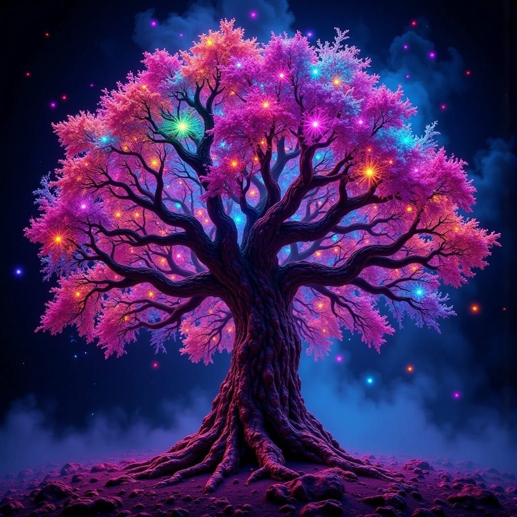 Neon Tree of Life in Hyperdetailed 3D
