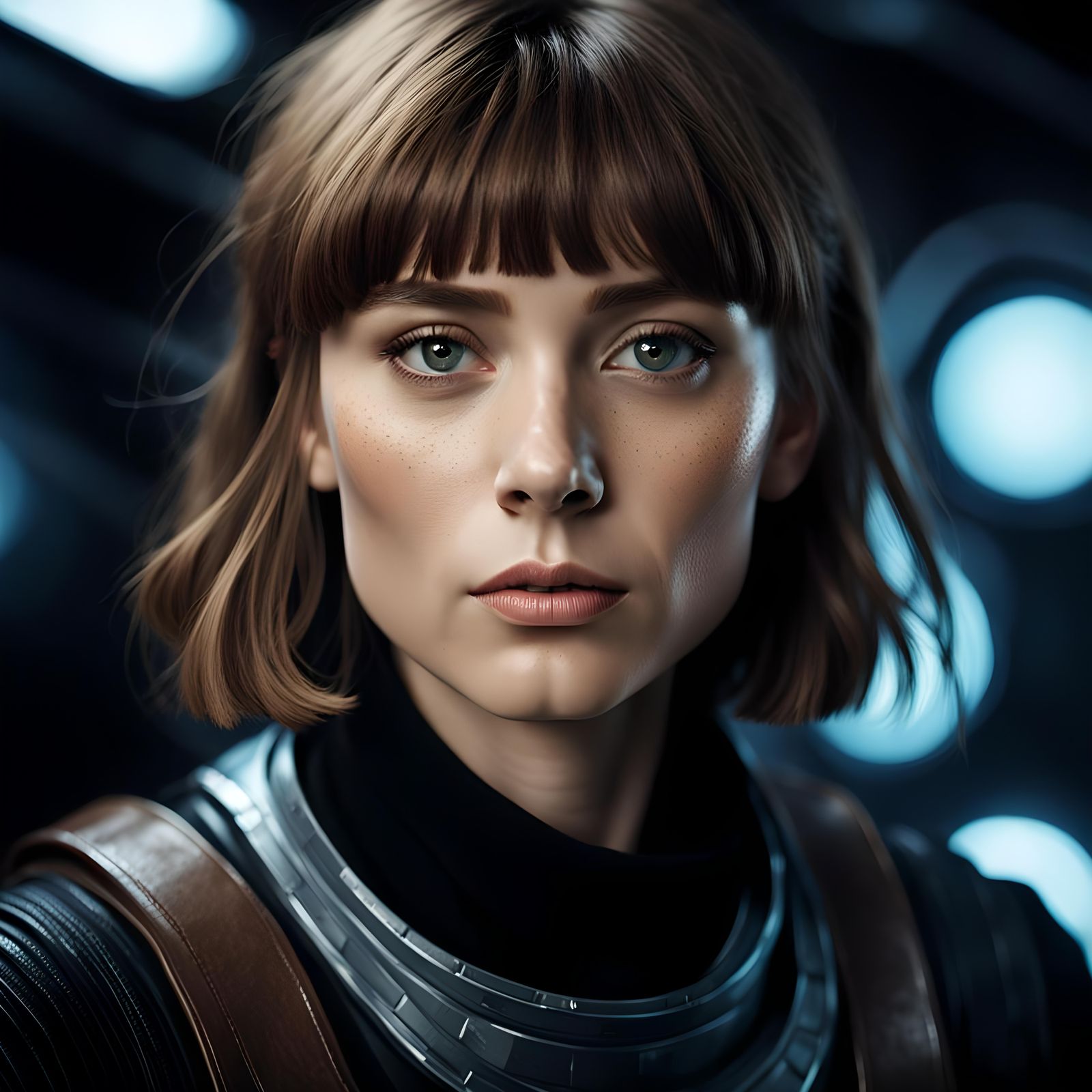 Scandinavian Woman Portrait on Spaceship, Professional Photo...
