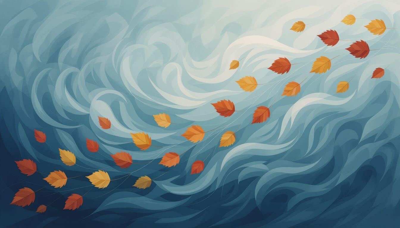 Wind Swept Leaves Scattered by the Breeze