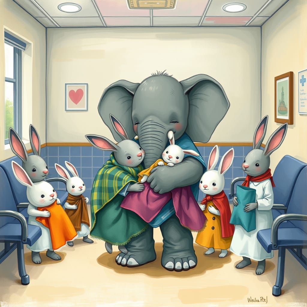 Babar Comforts Family with Rabbit Nurses