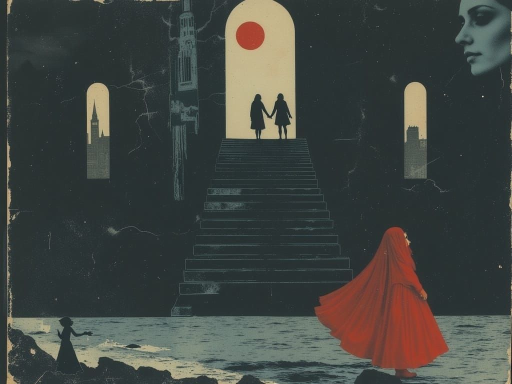 Surreal Stairway to Nowhere: Gothic Dystopian Dreamscape
