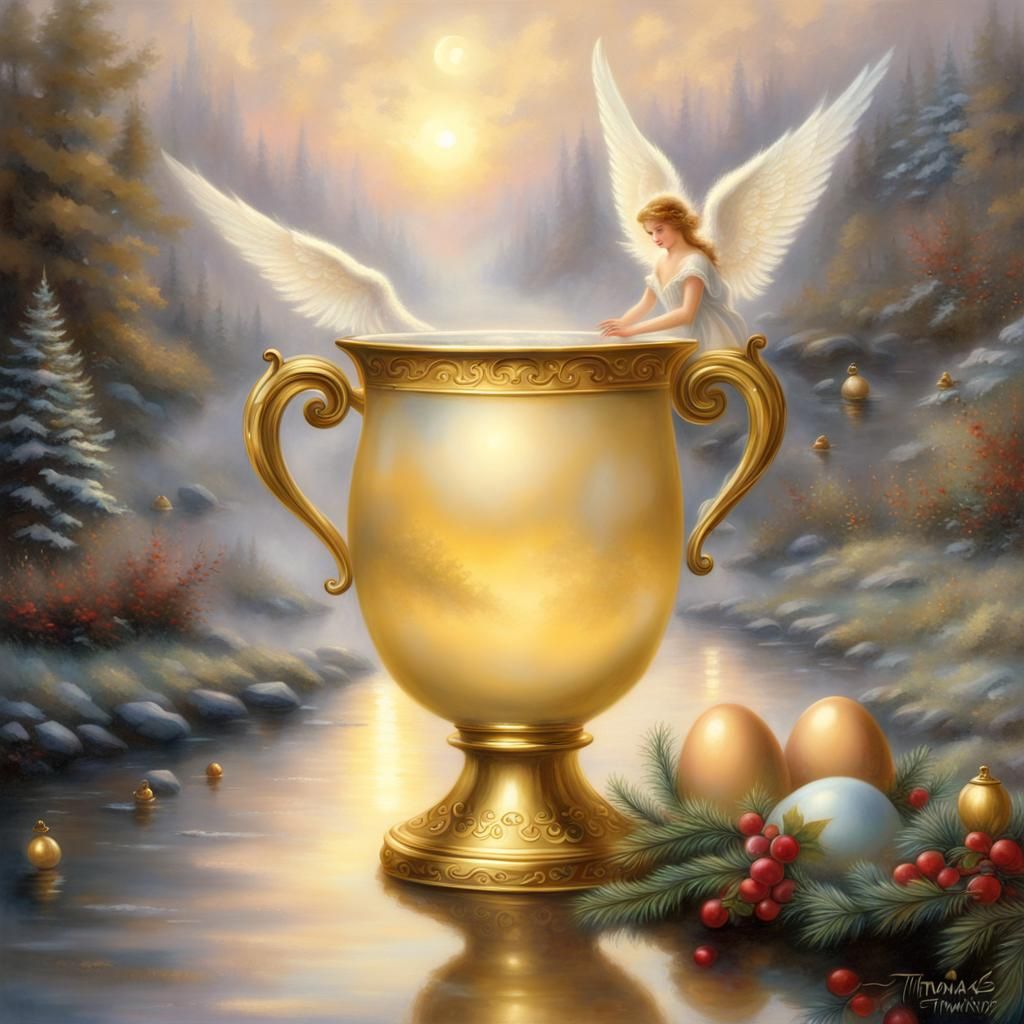 Egg Liqueur with Christmas Angel in Ethereal Style
