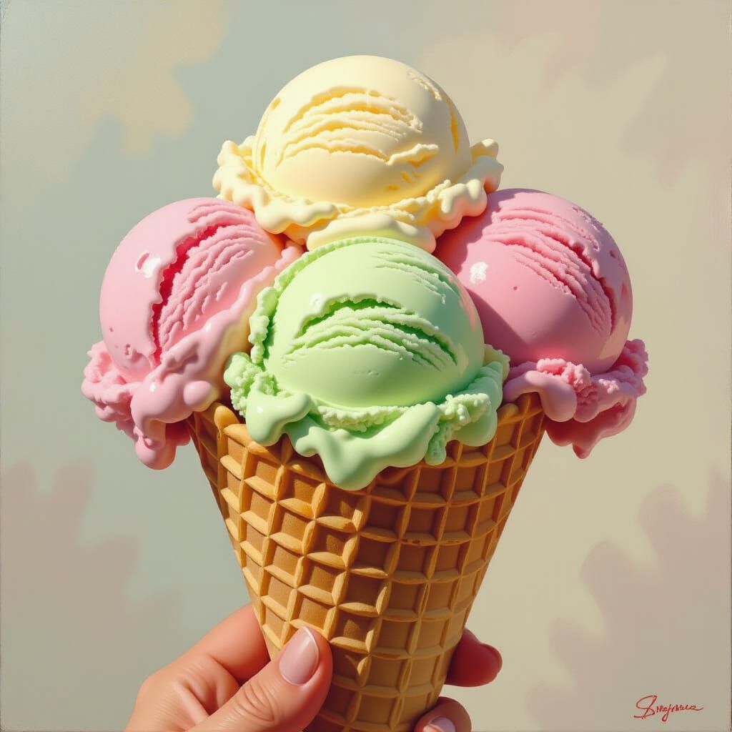 Italian Flag Ice Cream Cone Art