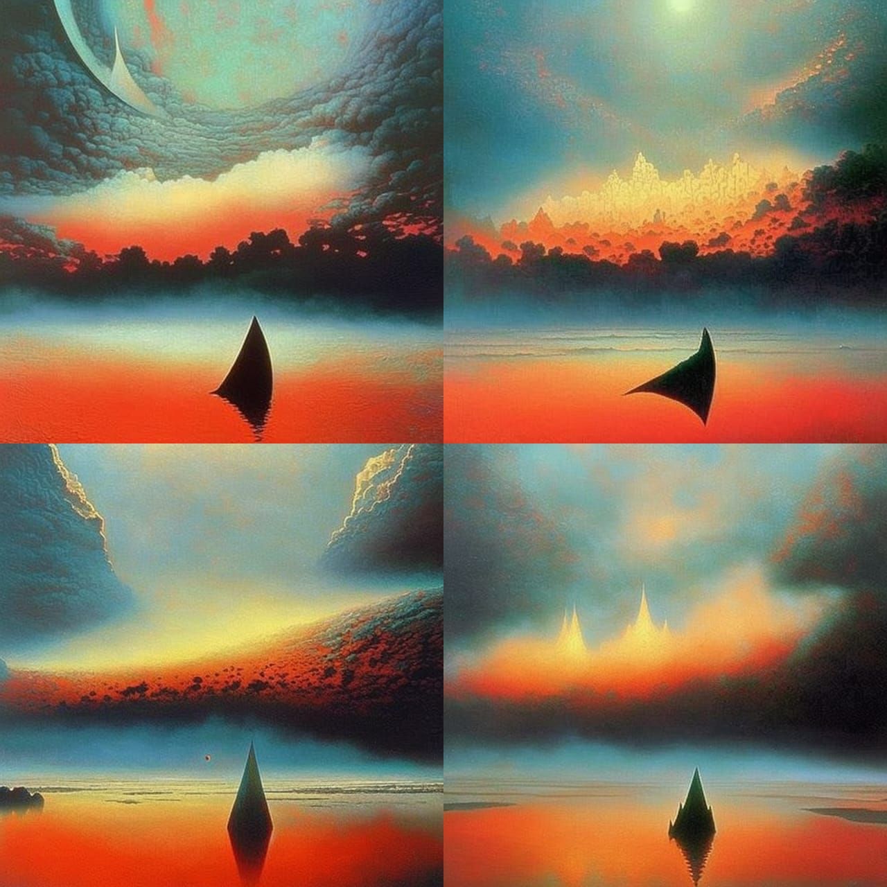 Surreal Night Sky in Gothic Surrealism Style