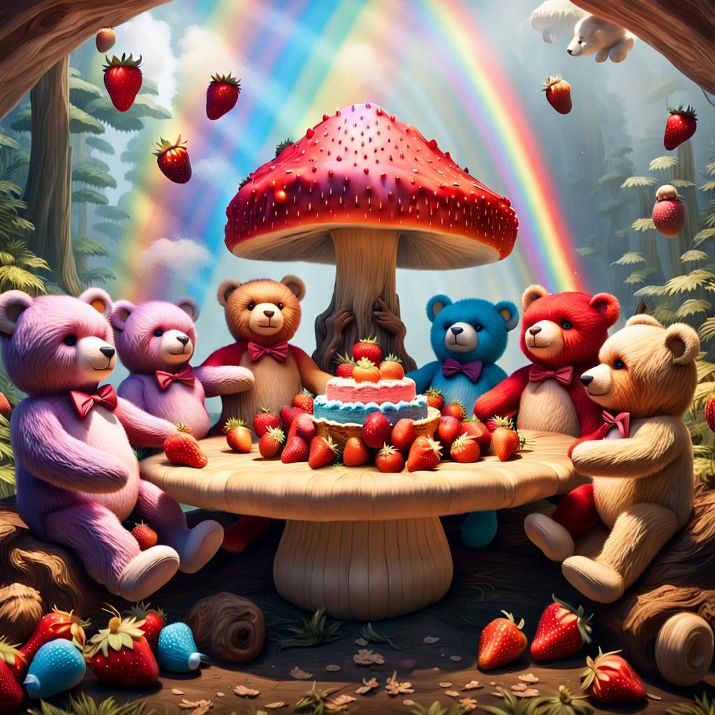 Magical Teddy Bears Picnic: Hyperrealistic 8K Scene