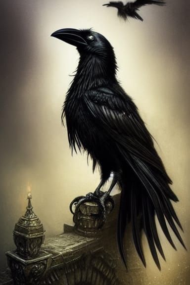 Crow with Gothic Crown: Digital Painting