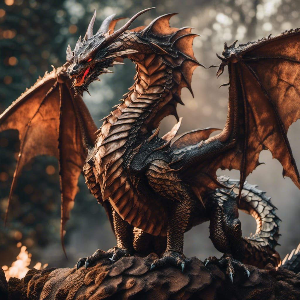 Fissile Fire Dragon with Open Wings