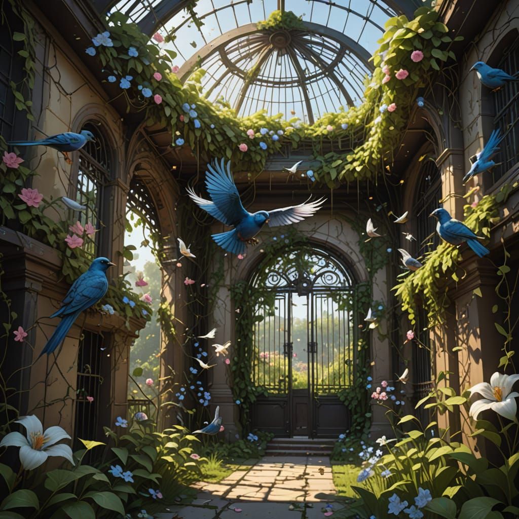 Intricate Aviary of Oath-Birds in Dynamic Lighting