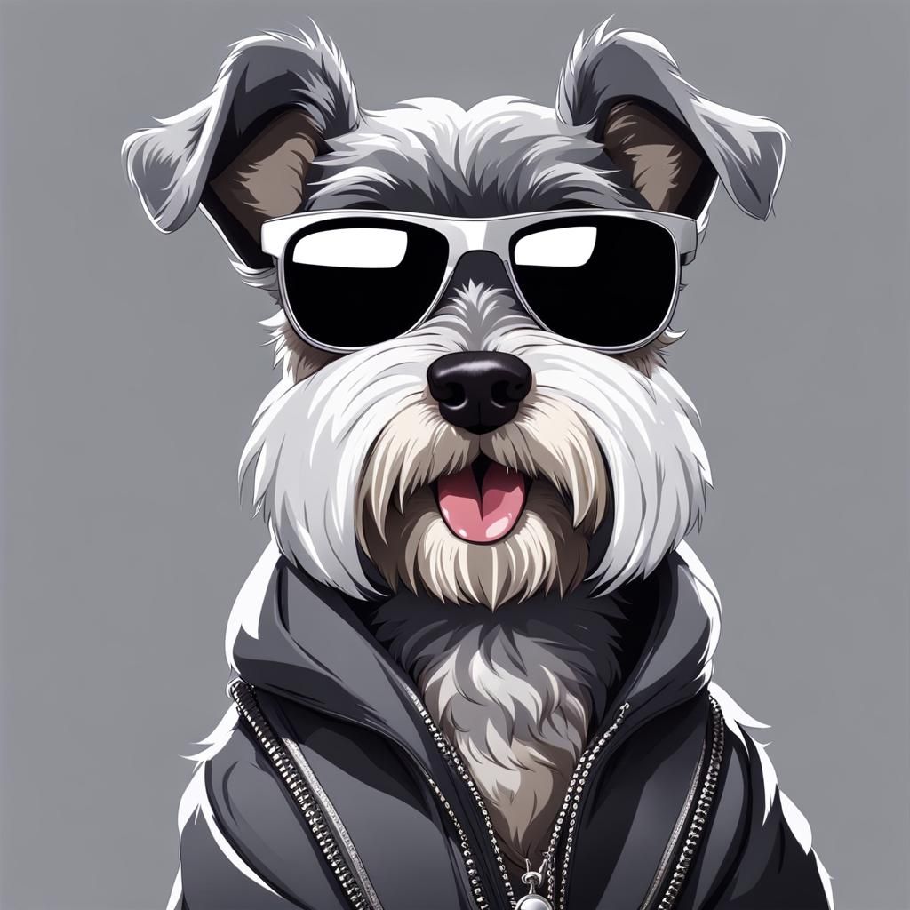 Miniature Schnauzer in Sunglasses: Anime Style