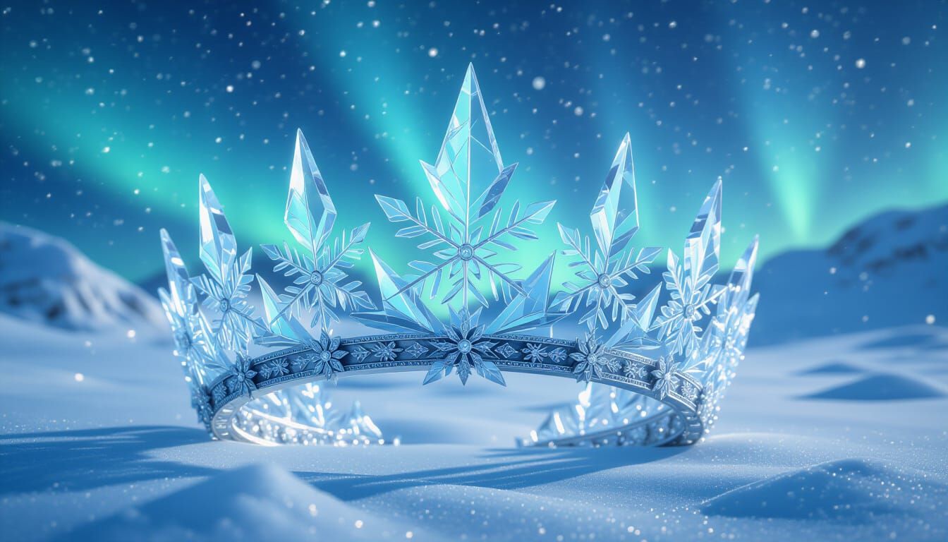 Regal Ice Crown Sparkles on Aurora Tundra