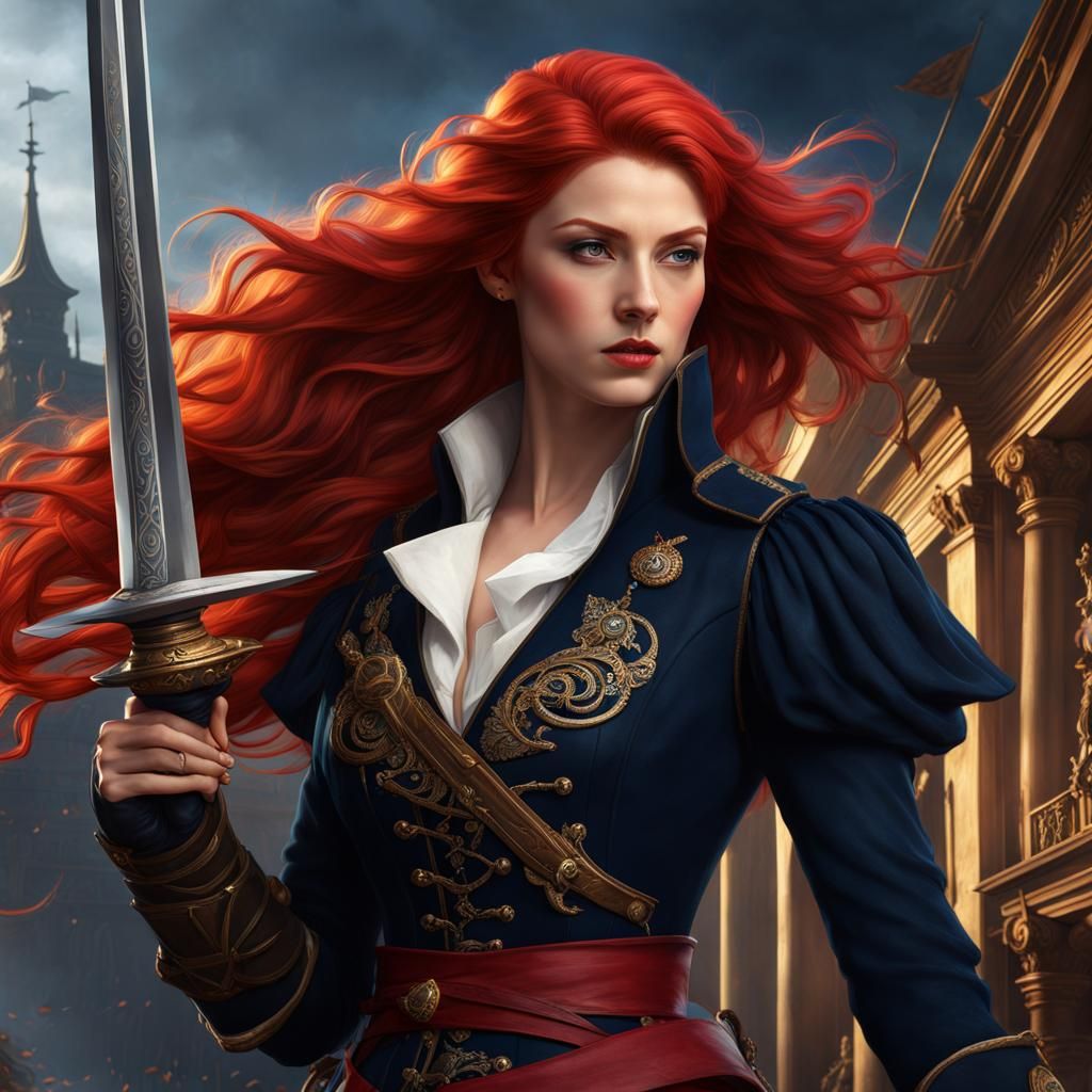 Magical Swashbuckler with Rapier in Classical Painting Style